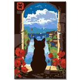 Painting by Numbers Cat Art Picture Landscape